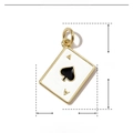 Detailed parameter diagram showing Ace of Spades copper enamel pendant size 21x16mm - Poker Ace of Spades