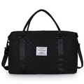 Large capacity black quilted yoga gym bag with waterproof wet dry separation pocket - Black