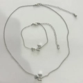Parure collier et bracelet cœur argenté avec pendentif lettre Z sur chaîne fine - Lettre Z Style (DZ-867) / Argent