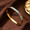 Vintage 18K gold-plated titanium steel cuff bracelet with colorful enamel drip glaze - 6mm Enamel / Retro Ethnic (A706)