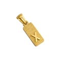 Gold rectangular frosted titanium steel pendant necklace featuring a polished letter X charm - X-Single Pendant