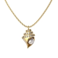 Elegant gold S925 silver necklace with conch pendant, white pearl, and zircon accents - 925 Silver / Gold Conch Pearl Necklace (DY190820-S-G-WH)