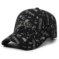 Gorra de béisbol negra con manchas grises y detalle de bordado 3D de NY&GD - Negro