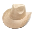 Classic beige faux suede western cowboy hat with wide brim and professional minimalist style - M (56-58cm) / Camel