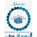 Blue Apatite beaded bracelet with raw crystal specimen for confidence and health - Standard Beaded Style / Blue Apatite