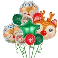 Christmas balloon set featuring reindeer foil balloons and red green latex balloons - Little Christmas Deer Head