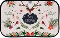 Detail of Christmas doormat showing reindeer pattern and Merry Christmas text - 40*60cm / Christmas Decor-Beige Flower Bird