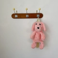 Cute pink plush puppy backpack for kids with soft furry texture and fabric straps - Dark Pink Dog