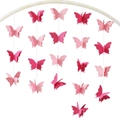 3D gradient butterfly paper hanging garland in vibrant pink and rose red tones - Small / Gradient Pink