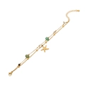 Gold double-layer starfish anklet with natural stones and adjustable lobster clasp - 2# Starfish
