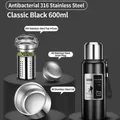 600ml black 316 stainless steel vacuum insulated water bottle with tea infuser for outdoors - 600ml / Long Tea Filter + Carrying Rope / Classic Black