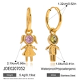 Dimensiones de los pendientes de acero bañados en oro 18K con piedras rosas y verdes - Pendientes de Niño y Niña (JDE0207052)