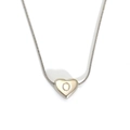 Polished heart pendant necklace with letter O on stainless steel snake chain - Letter O (S143S-O)