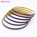 Set di 6 bracciali in acciaio inossidabile dorato con cristalli blu navy per donna - Set da 6 Pezzi Oro Stile Strass Blu (KB120916-LO)