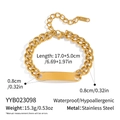 Detailed view of gold stainless steel ID curb chain bracelet with dimensions 17 plus 5cm - Gold Stainless Steel ID Bar Style (YYB023098)