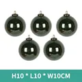 Pack of 5 dark green mercury glass Christmas balls with vintage caps, size 10x10x10cm - Dark Green Textured Balls 5-Pack Style 07
