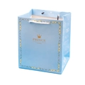 Light blue gift paper bag with golden crown print and white rope handles for jewelry - Small Blue Crown Gift Bag