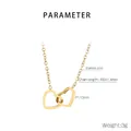 Detalle de dos corazones entrelazados chapados en oro de 18K en cadena de acero inoxidable - Dorado (KN293150-YWYM)