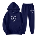 Ensemble survêtement bleu marine deux pièces avec imprimés cœurs blancs sur le sweat - S / Bleu marine