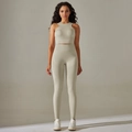 Ensemble de yoga vert clair à taille haute avec brassière et leggings moulants - Gris clair