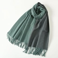 Two-tone green and dark grey faux rabbit fur scarf with soft fringe tassels - Peacock Green & Dark Gray