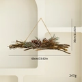 Rustic Christmas wreath with natural pine cones, red berries and evergreen needles 60cm - Birch Branch Hanging