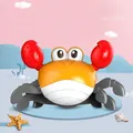 Dual inertia crab toy in bright orange and red for kids with music and crawling functions - Large Leash Crab / Tali Orange