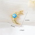 Golden crescent moon pendant with blue evil eye and zircon inlay for DIY jewelry - H-11615 (Evil Eye Crescent)