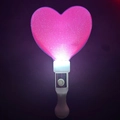 Pink heart LED glowing wand with white handle for concert and party cheering props - Thickened Heart Wand Pink