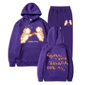 Purple Ivan Cornejo Donde Estas tracksuit featuring astronaut print hoodie and joggers set - Purple