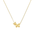 Elegante collana in acciaio al titanio dorato con un ciondolo a doppio farfalla dettagliato - N307187-Collana con Ciondolo a Doppia Farfalla Oro