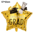 Star-shaped gold foil graduation balloon with Congrats Grad print and mortarboard design - Starry Graduation Gold Star