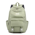 Hellgrüner wasserdichter Schulrucksack mit mehreren Taschen und modischem Aufnäher - Einheitsgröße / Grün