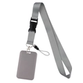 Grey ID badge holder set with durable fabric lanyard and swivel metal hook - Holder Set / Gray