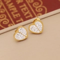 Fashionable gold-plated heart stud earrings with white inlay and sparkling crystal stones - Enamel Heart Stud Earrings (6# Heart)