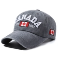 Washed grey baseball cap featuring 3D Canada embroidery and EST. 1867 year mark - 56-60cm / Gray