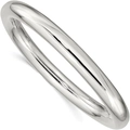 Minimalist polished stainless steel hollow bangle bracelet in classic silver finish - 8mm / Steel