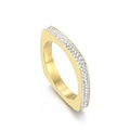 Quadratischer Goldring aus Edelstahl mit Zirkonia-Besatz und gebürsteter Oberfläche - US 6 / Gold Gebürstet Quadratisch Reihen Diamant Stil (KR103554-GC)