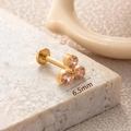 Golden F136 titanium labret stud with three sparkling zircon stones in 6.5mm size - 6.5MM / Gold - Champagne