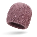 Cappello in maglia rosa polvere da donna con decorazioni di perle e cashmere sintetico - Rosa