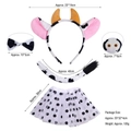 5-piece plush cow costume set with ears headband, bowtie, nose, tail, and tutu skirt - Soft Khaki Horned Cow 4-Piece + Tutu