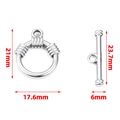 Fermoir à bascule OT en acier inoxydable pour bijoux avec dimensions détaillées - Fermoir Intégré / Acier