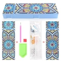 Kit de boîte à crayons diamant 5D DIY bleu clair avec motif mandala pour écoliers - BH-09