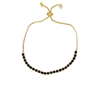 Detail of adjustable gold bracelet with micro-pave black cubic zirconia stones - Black