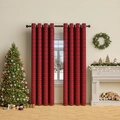 Tende natalizie a quadri rossi e neri con occhielli per decorazioni festive in casa - 140*260cm (1 pezzo) / Grandi Quadri Rossi / Occhiello