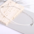 Minimalistische Edelstahlkette mit Kunstperlen und Knebelverschluss für Damen - Silber