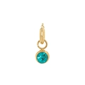 Gold-plated pendant with a faceted teal gemstone in a minimalist celestial design - March Birthstone Pendant/Lake Blue