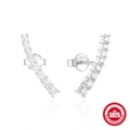 Orecchini a lobo in argento 925 con zirconi cubici sfumati e design a rampicante - Stile Diamante a Schiera Curva / Oro Bianco