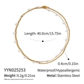 Detailed spec sheet for double-layered 18K gold plated pearl necklace in stainless steel - Golden Double Layer Spliced Pearl Snake Chain Style (YYN025253)
