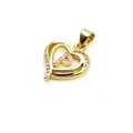 Detail of gold heart pendant with letter B and zircon inlay on white background - Letter P